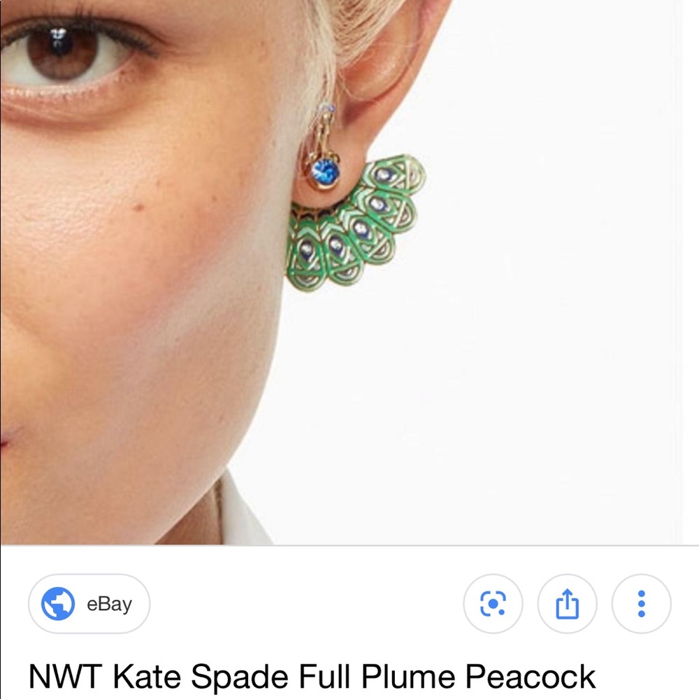 Kate Spade full plume peacock earrings